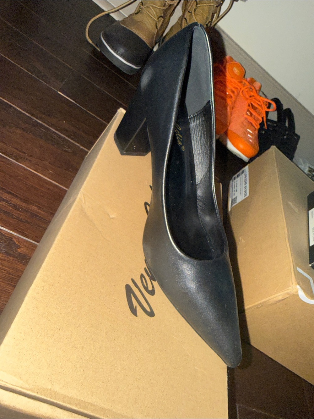Black Pointed Block Heel Pump - Sleek Women's Dress Shoe